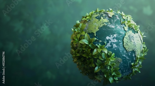 Planet Earth Sculpted from Lush Green Leaves Symbolizing Environmental Conservation and Global Unity