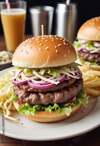 Delicious meatburger with fresh vegetables for your restaurant