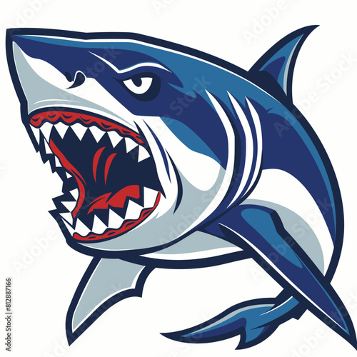 Graphics of angry Shark in sports graphic logo