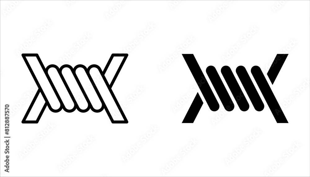 Fototapeta premium Barbed wire icon set on white background color editable