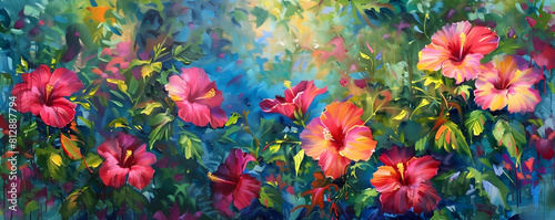 Blooming Hibiscus Flowers O...