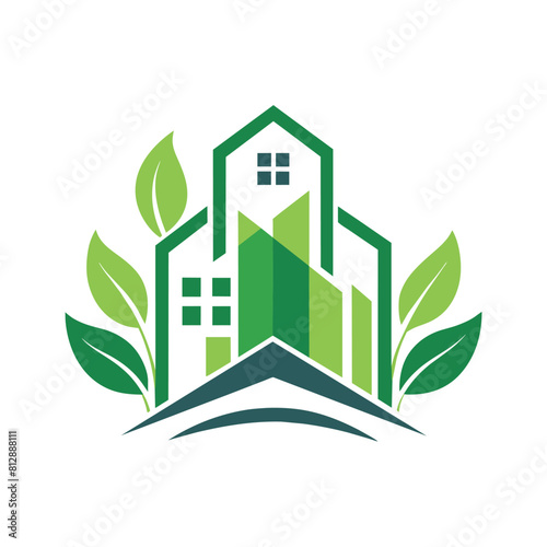 A book with a green leaf resting on its cover, Design a sleek and modern logo for a publishing house, minimalist logo