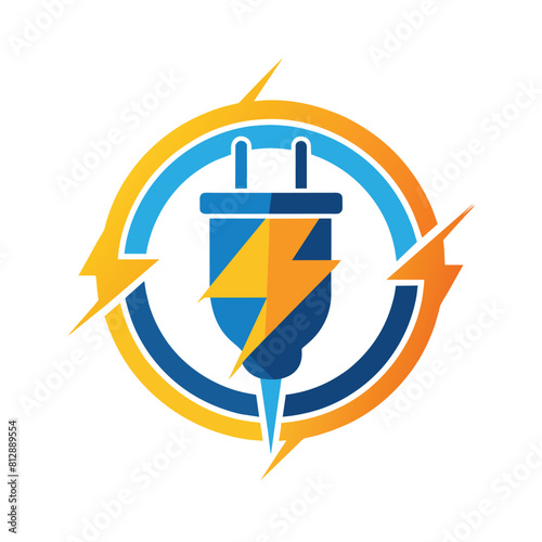 Logo design for a new electrical company, showcasing a stylized plug icon V symbol, Electric logo design illustration with plug icon vector template