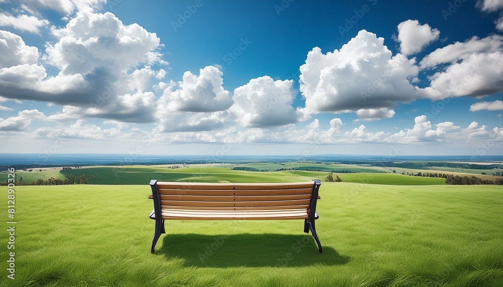 The view of the vast grassland and clouds is beautiful and there is a seat pointing towards me, the seat is closerAnime Style The view of the vast grassland and clouds is beautiful and there is a seat pointing towards me, the seat is closerAnime Style