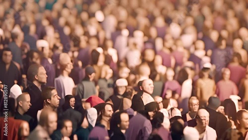 Large Group of People Standing in Crowd Generative AI photo