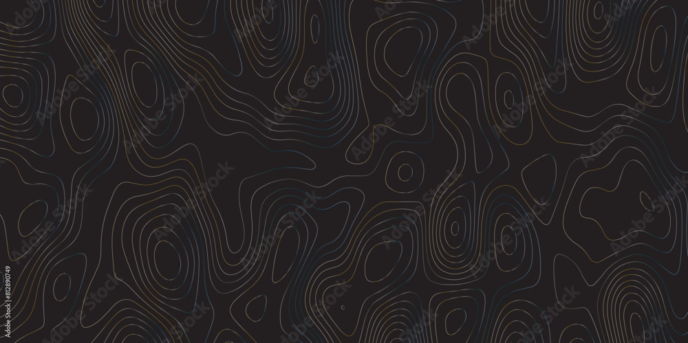 Abstract wavy topographic map. Abstract wavy and curved lines background. Abstract geometric topographic contour map background. Cut out paper design style abstract background.
