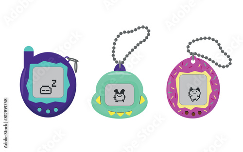 A set of various pocket games of the 90s. Vintage games. Vector illustration