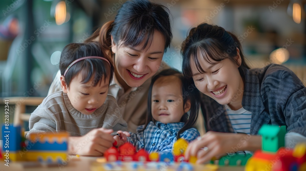 Asian Family Bonding and Learning in Cozy Indoor Setting Asian Family Bonding and Learning in Cozy Indoor Setting