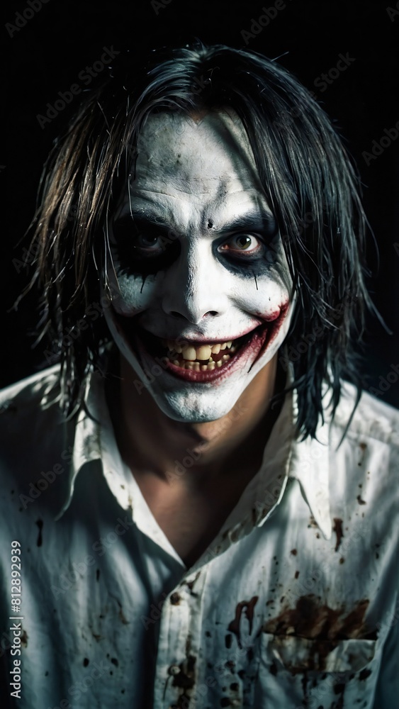 portrait of a person with joker makeup