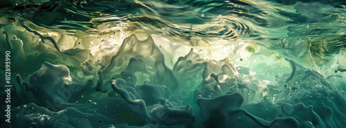 An abstract background of seawater flow under light exposure