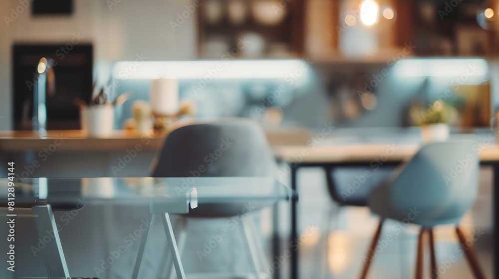 Blurred modern kitchen interior and desk space and outstanding furniture : Generative AI Blurred modern kitchen interior and desk space and outstanding furniture : Generative AI