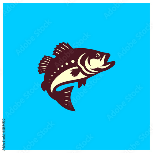 silhouette of bass fish jumping on the river 