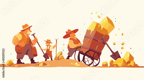 Gold rush vintage gold diggers or prospectors carto photo