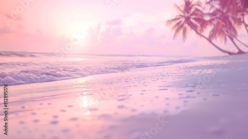 Twilight beach Idyllic tropical beach landscape for background or wallpaper Design of summer vacation holiday concept : Generative AI