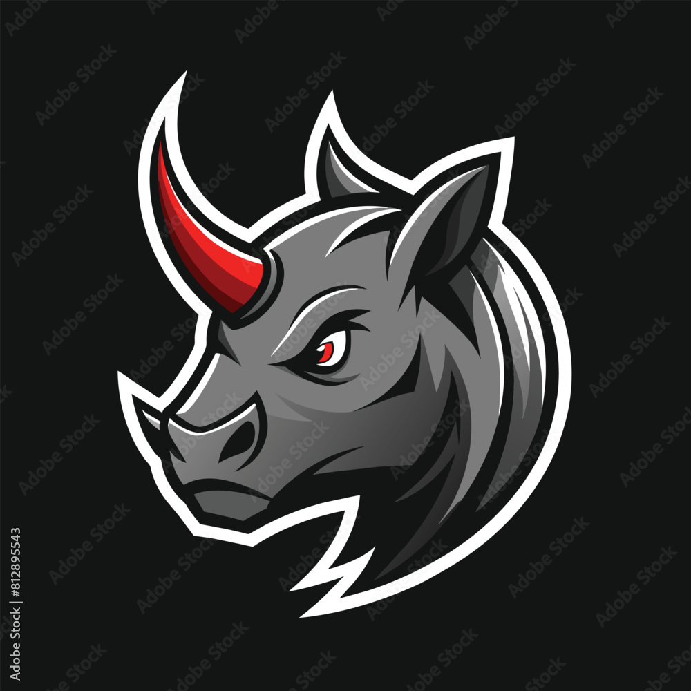 A bulls head with a single striking red horn on a neutral background, Produce a sleek and minimalistic representation of a rhinoceros head for a logo design A bulls head with a single striking red horn on a neutral background, Produce a sleek and minimalistic representation of a rhinoceros head for a logo design