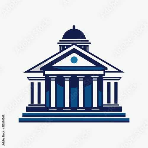 A sleek and professional courthouse building featuring columns and a dome on top, Sleek and professional take on a courthouse building, minimalist logo
