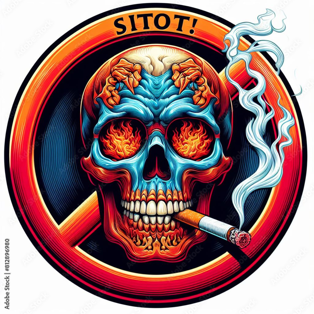 Fototapeta premium skull and crossbones, smoking