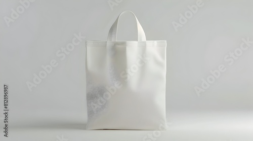 White Minimalist Cotton Tote Bag Isolated on Plain Background