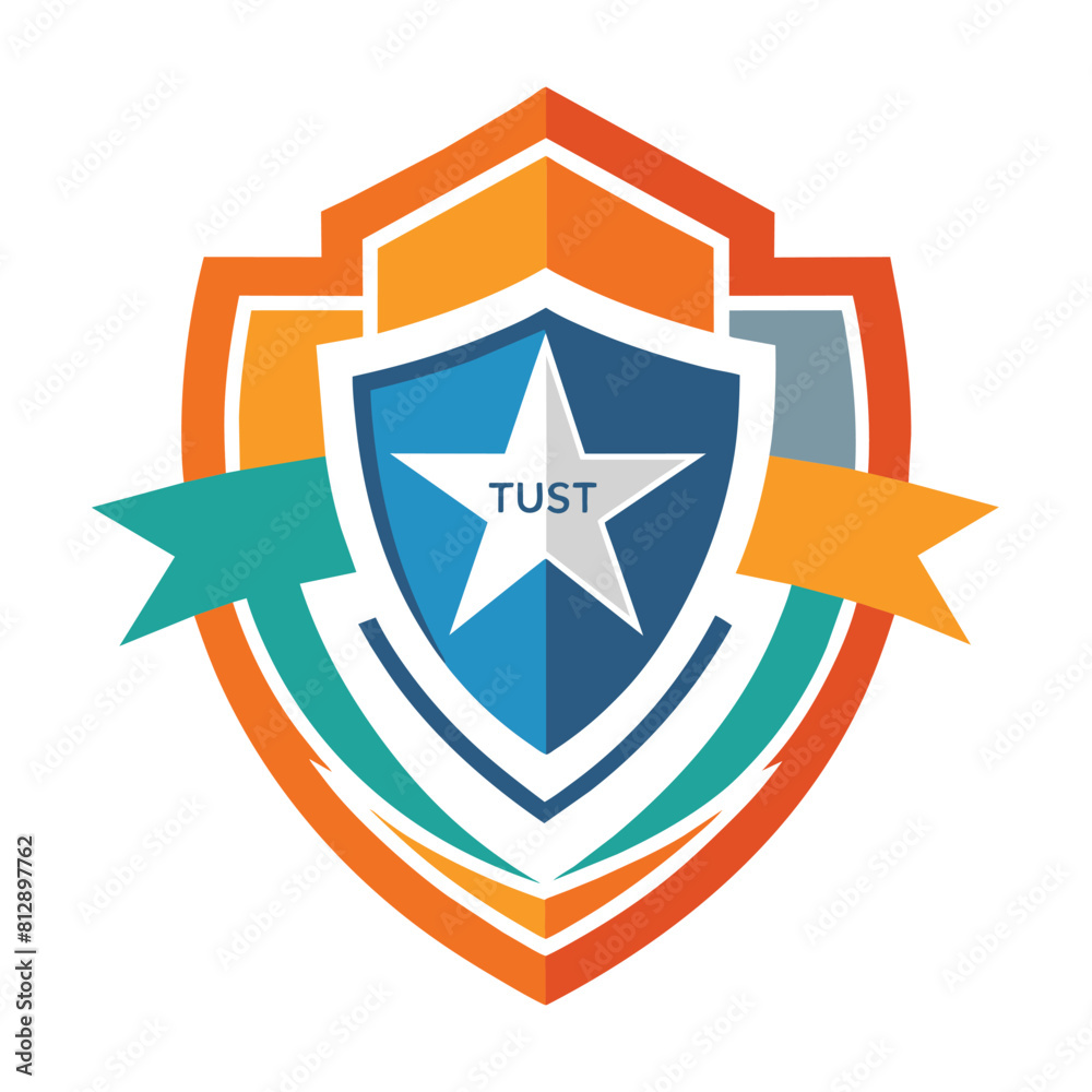 A star emblem resting atop a shield encircled by arrows, symbolizing trust and reliability, Symbolic representation of trust and reliability, minimalist logo A star emblem resting atop a shield encircled by arrows, symbolizing trust and reliability, Symbolic representation of trust and reliability, minimalist logo