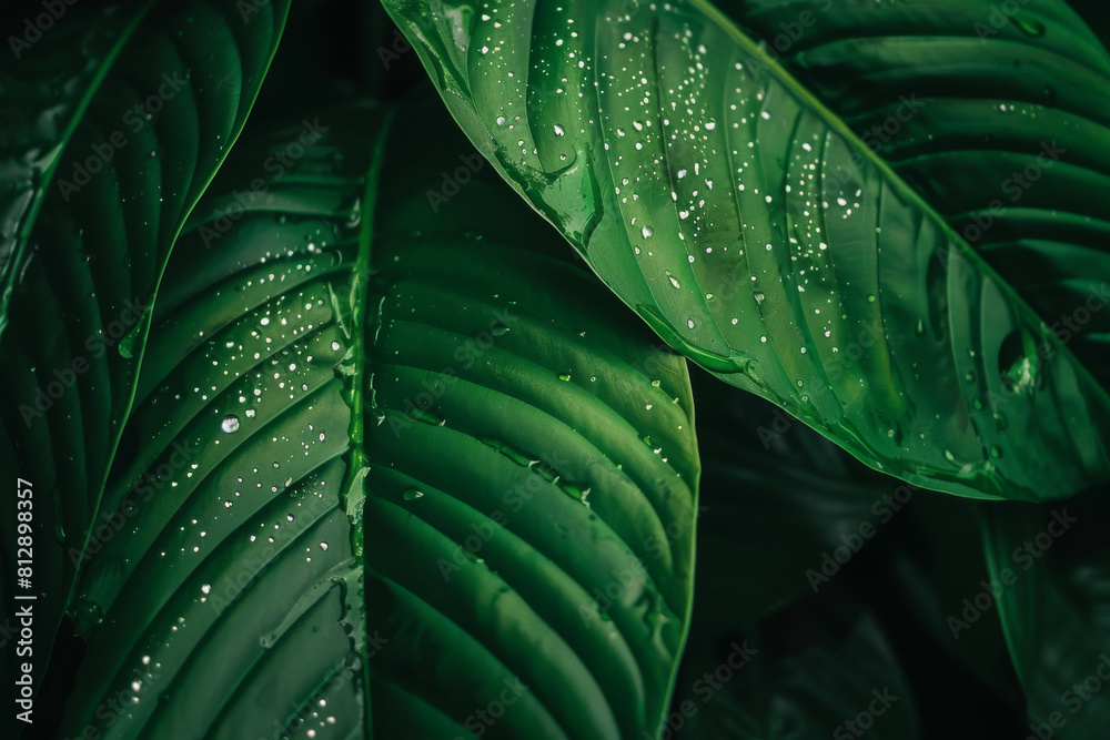 Obraz premium The leaves of a plant are wet and shiny