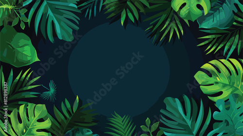 Green leaves frame background template with text sp
