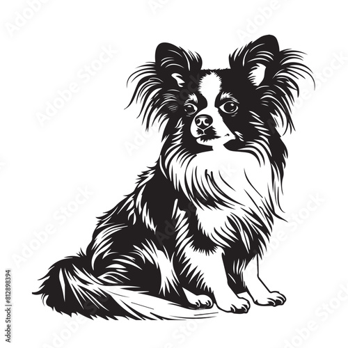 border collie papillon dog silhoutte art high quality vector for prints