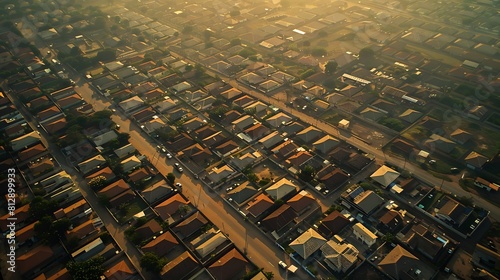 Aerial view of suburban residential area with gridlike pattern Ogun State Nigeria : Generative AI photo