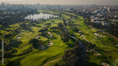 Aerial View of the San Isidro golf course in Lima Peru : Generative AI photo