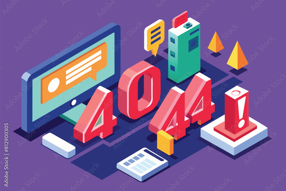 A computer screen showing the number forty repeated multiple times on a customizable isometric illustration, 401 error unauthorized Customizable Isometric Illustration A computer screen showing the number forty repeated multiple times on a customizable isometric illustration, 401 error unauthorized Customizable Isometric Illustration