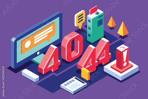A computer screen showing the number forty repeated multiple times on a customizable isometric illustration, 401 error unauthorized Customizable Isometric Illustration