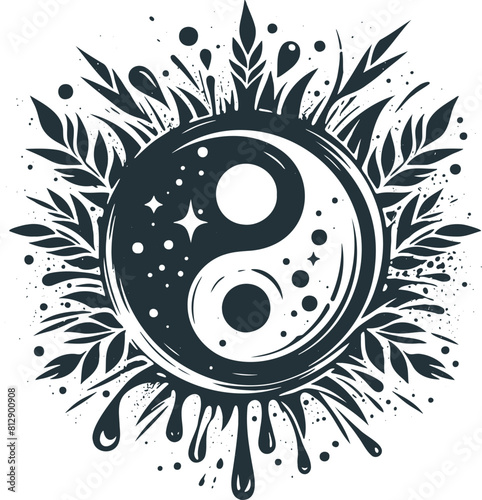 Ying Yang Designer vector stencil of balanced symbol