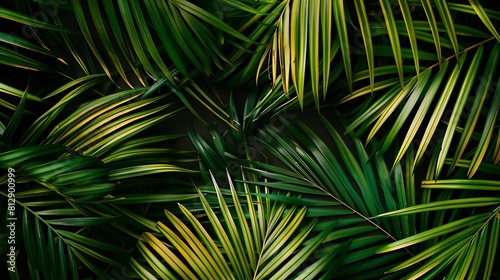 Summer tropical palm leaves flat lay background with a blank space stylized image   Generative AI