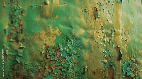 Texture of rusty metal painted green : Generative AI