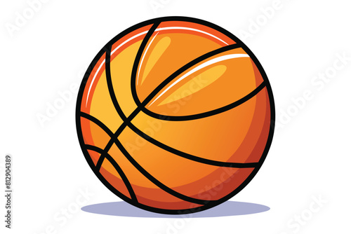 Vibrant orange basketball ball against a clean white background, Basketball ball Customizable Cartoon Illustration