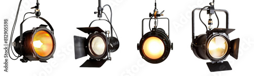set of spotlight on transparent background png file