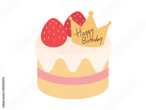 誕生日_いちごが2つ乗ったミニショートケーキ