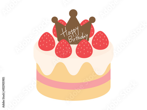 誕生日_王冠チョコレートプレートの誕生日ケーキ