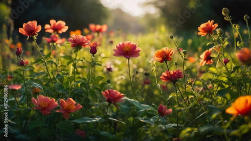 Purple Chrysanthemum in flower garden agriculture background with soft focus. And have some space for write wording 