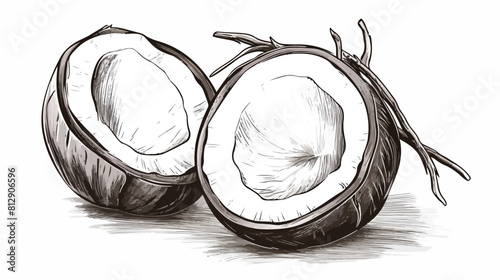 Hand drawn monochrome coconut sketch style vector i