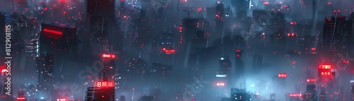 Create a visually arresting dystopian landscape where nightmarish nanotech monstrosities dominate the urban sprawl Experiment with innovative camera angles to immerse viewers in th