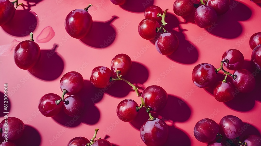 Creative layout made of red grape Flat lay Food concept : Generative AI Creative layout made of red grape Flat lay Food concept : Generative AI
