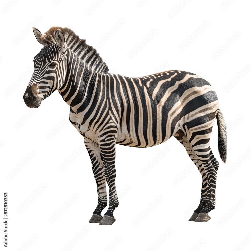 Fototapeta premium Zebra isolated on transparent background.