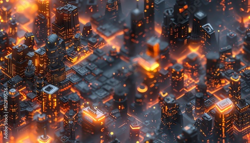 Weave a digital masterpiece featuring a dystopian society from a birds-eye view Utilize CG 3D techniques to sculpt every detail