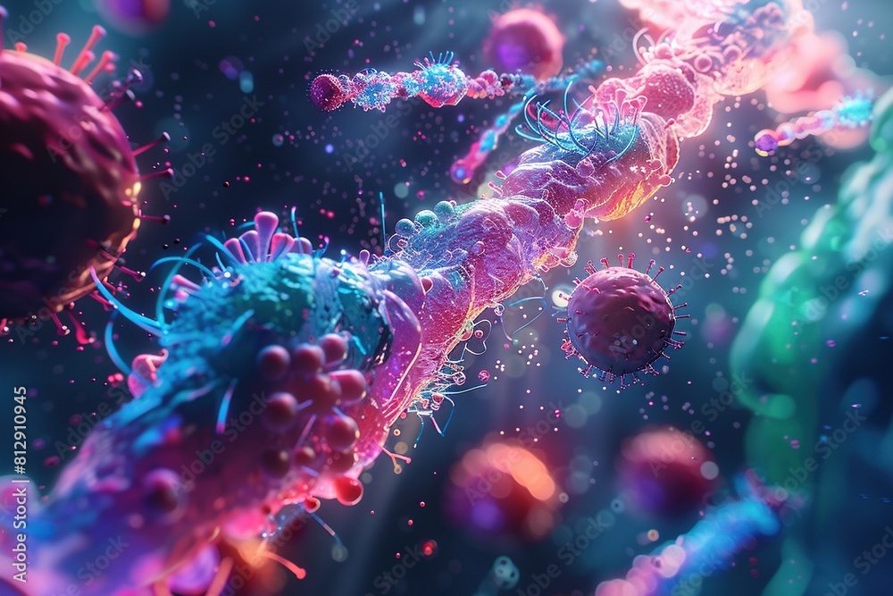 Nano Technology Macro Close-Up Nanobot Attacking Bacteria Virus Cells,Scientific Nanobot Battle Against Pathogens Nano Technology Macro Close-Up Nanobot Attacking Bacteria Virus Cells,Scientific Nanobot Battle Against Pathogens