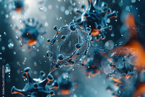 Nano Technology Macro Close-Up Nanobot Attacking Bacteria Virus Cells Scientific Nanobot Battle Against Pathogens