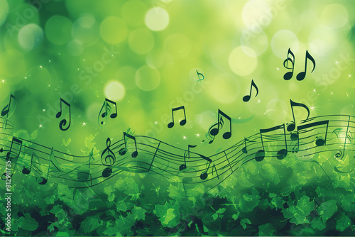 green Music Background | Vibrant Design | Musical Vibes, Artistic Expression, Creative Inspiration, Audio Aesthetic, Sound Waves
