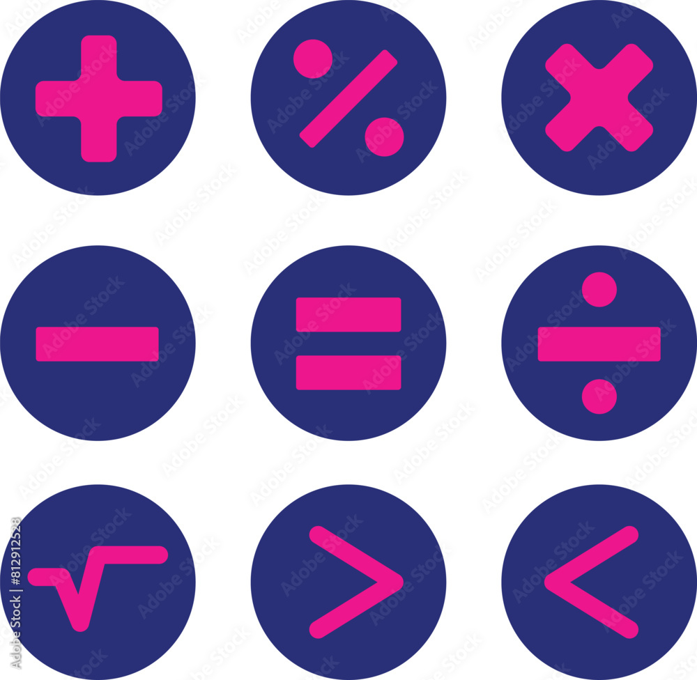 Obraz premium Mathematic symbol element set flat design illustration stock