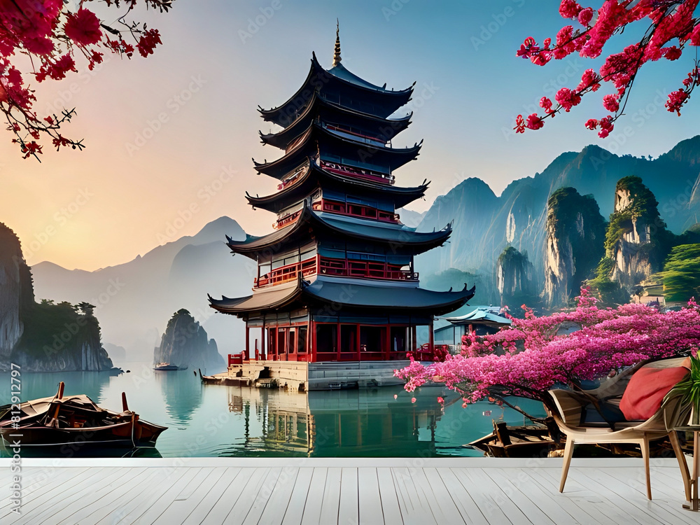 Obraz premium chinese temple in the morning