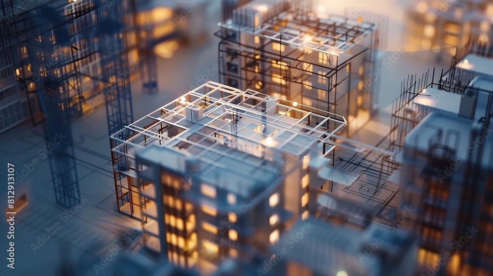 Real estate housing project construction concept Residential building blueprint plan : Generative AI Real estate housing project construction concept Residential building blueprint plan : Generative AI