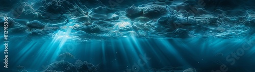 Portray the delicate dance of light and shadow on seafloor structures photo